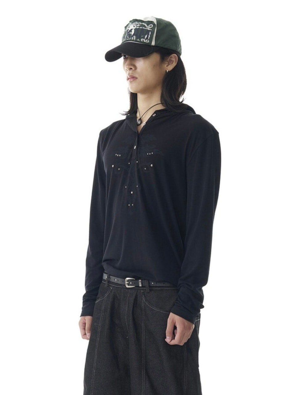 AAKAM ■ Studded CROS2 Hooded Long Sleeve AAKAM】Studded Leaf Hooded Long Sleeve | OUR BRAND,AAKAM