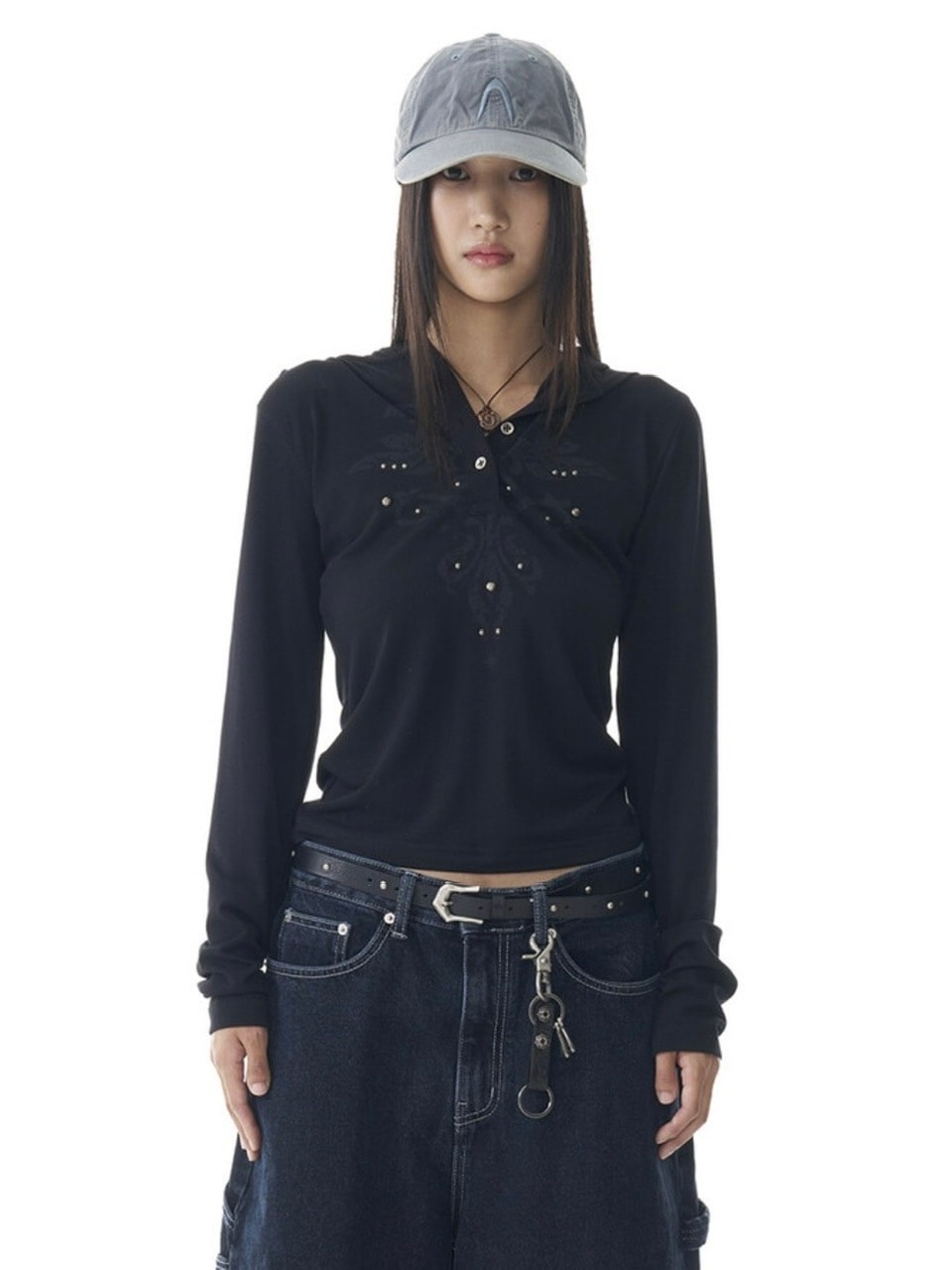 AAKAM】Studded Leaf Hooded Long Sleeve | OUR BRAND,AAKAM