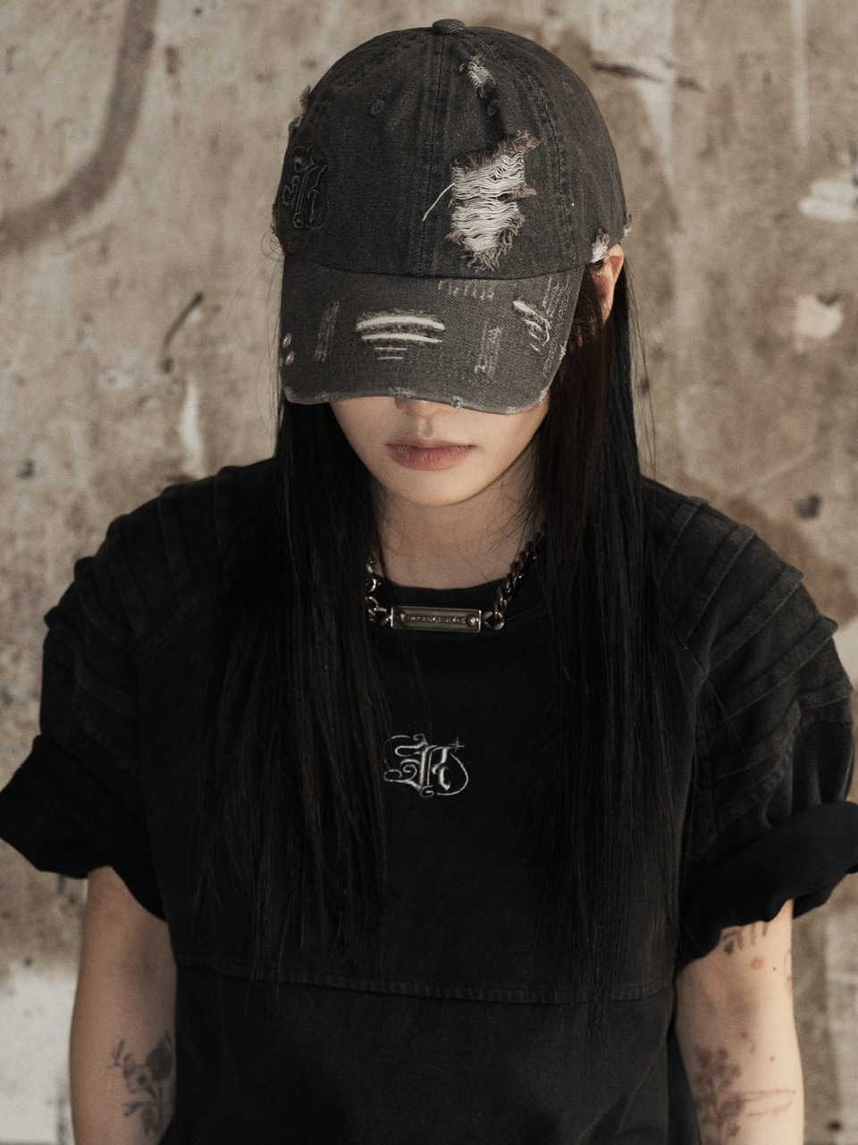 Rosen Kreuz】PLANET LOGO DAMAGE CAP (2color) | OUR BRAND