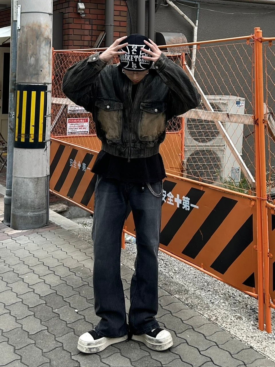 大阪店WEB限定受注制【Chikashitsu +】vintage wash cropped denim