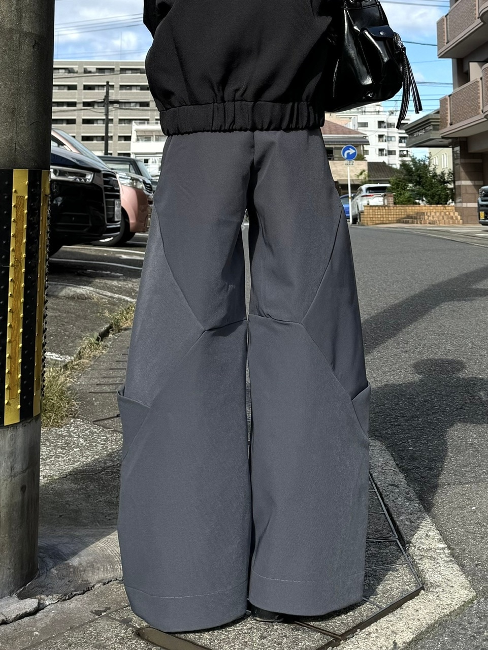RENOL】stripe slacks チャコール