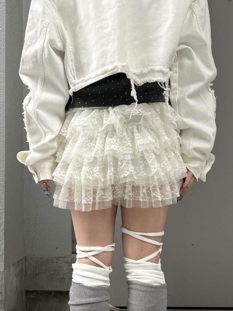 受注制【Never mind the XU】cancan lace mini skirt (2color