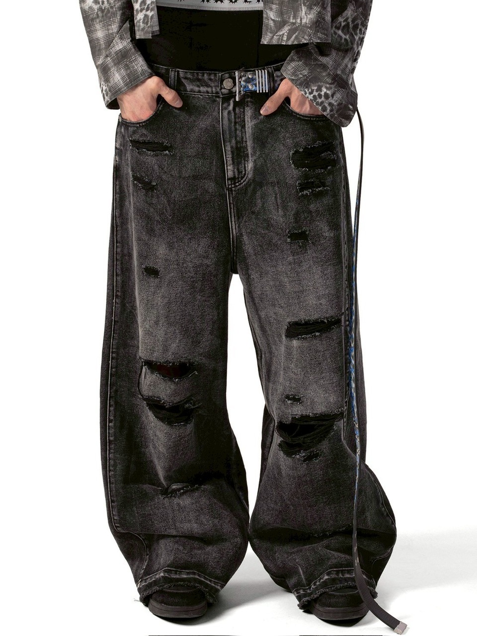 大人気☆【RACER WORLDWIDE】Laser Camo Jeans Black_Distressed_Camo_Jeans_LB