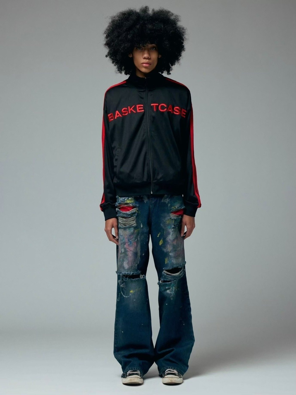 BASKETCASE】LAX BAGGY DENIM, paint splatter | OUR BRAND