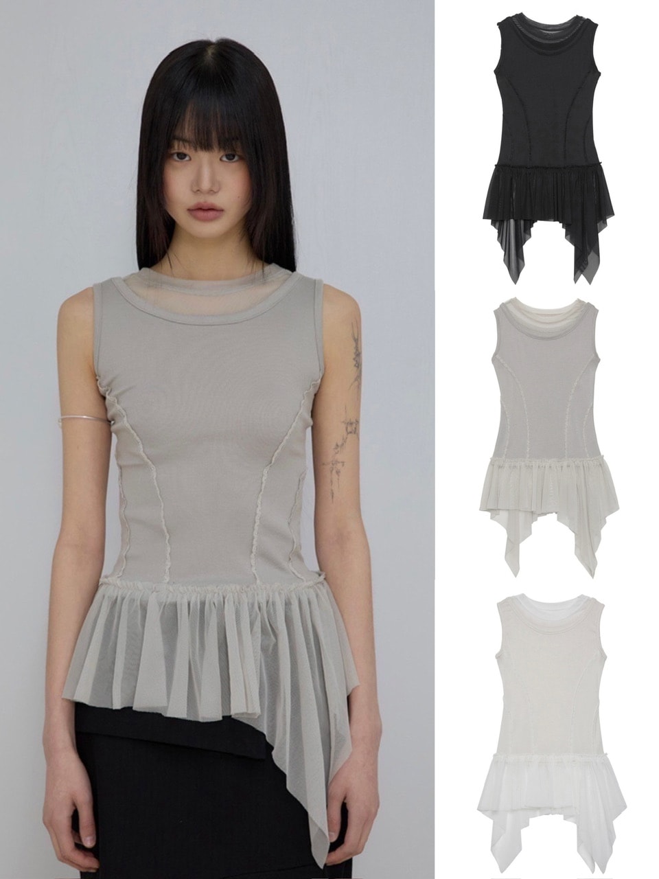 Tシャツ・カットソー FLARE UP Layered Lace Frill Sleeveless 5BJH1204 FLAREUP】Layered Lace Frill Sleeveless | OUR BRAND,FLAREUP