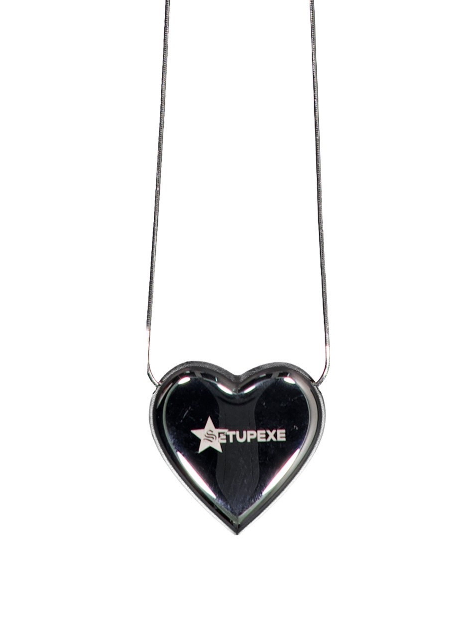 ★SETUP-EXE★LOGO HEART NECKLACE / SILVER★正規品/韓国送料込 SETUP‐EXE】LOGO HEART NECKLACE / 【セットアップエグゼ】ロゴ