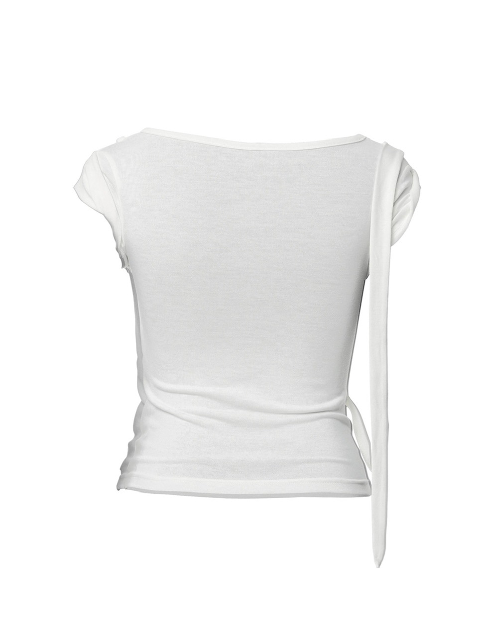FLAREUP】Asymmetrical Draped Strap Roll-Up T-Shirt | OUR