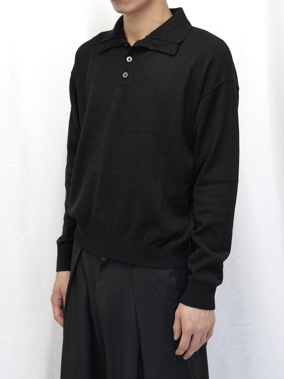 CS】wool touch knit polo (black) / 【シーエス】ウールタッチ