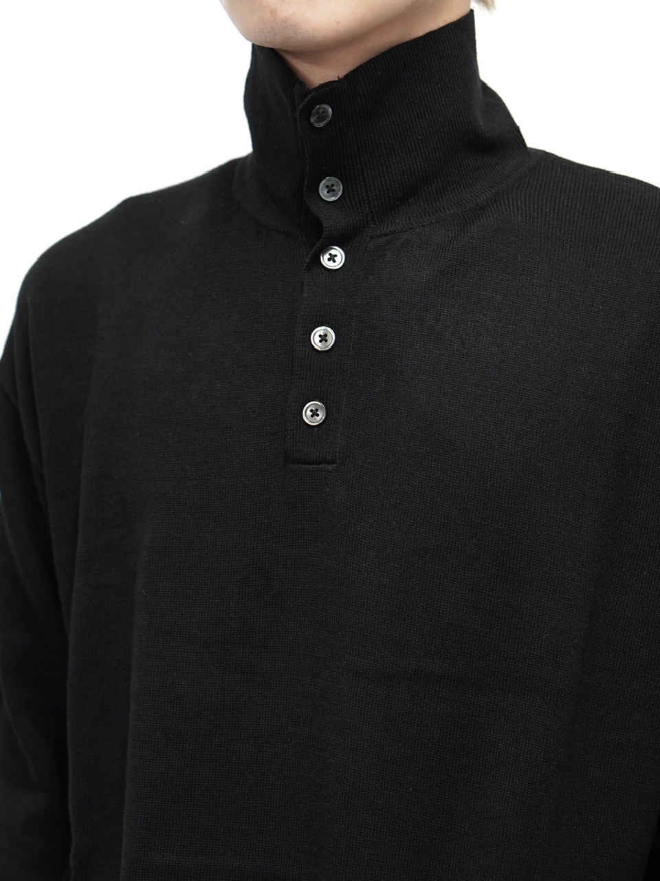 CS】wool touch knit polo (black) / 【シーエス】ウールタッチ