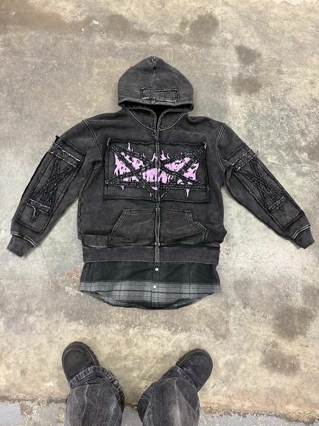 Reckless Scholars】PENT PATCH FLANNEL HOODIE / 【レックレス