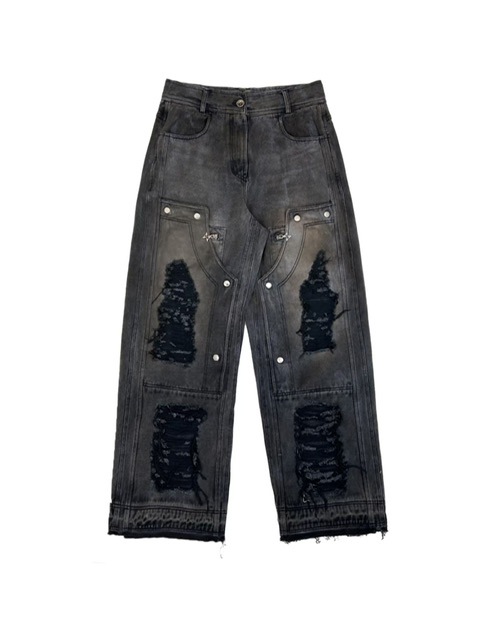 【BLR BLUER】DESTROYED HIDDEN POCKET CARPENTER PANTS