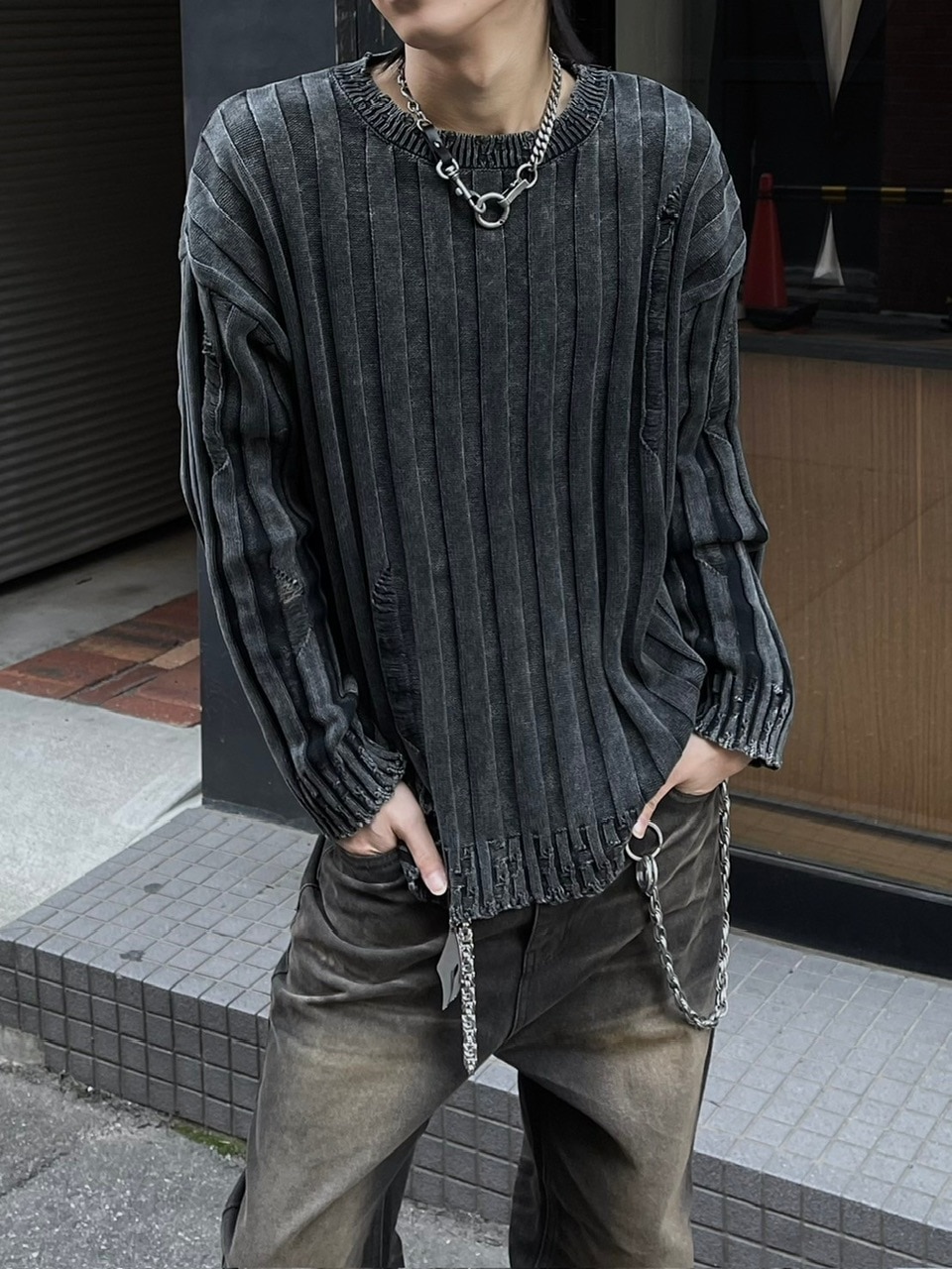 chikashitsu+】hairy knit cardigan（Chikashitsu + hairy knit
