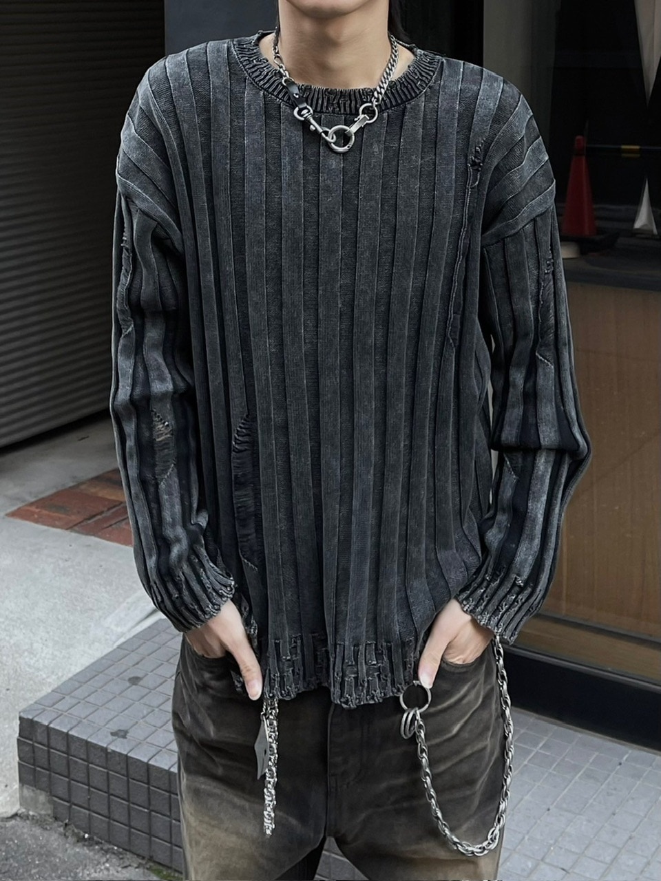 受注制【Chikashitsu +】dirty washing rib knit (2color) | OUR BRAND