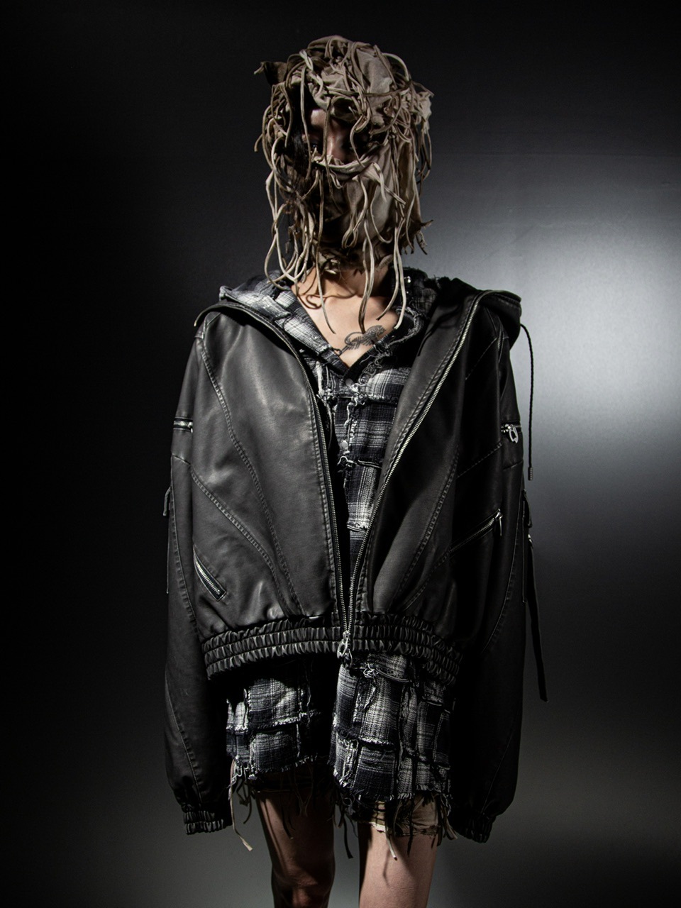 【DIG YOUR OWN GRAVE】LEATHER ZIP HOODY / 【ディグユアオウングレイブ】レザージップアップ長袖パーカー