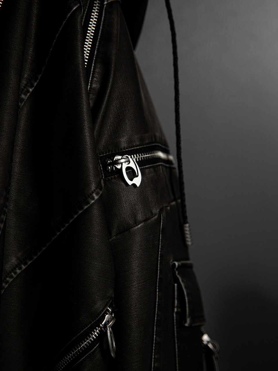 【DIG YOUR OWN GRAVE】LEATHER ZIP HOODY / 【ディグユアオウングレイブ】レザージップアップ長袖パーカー