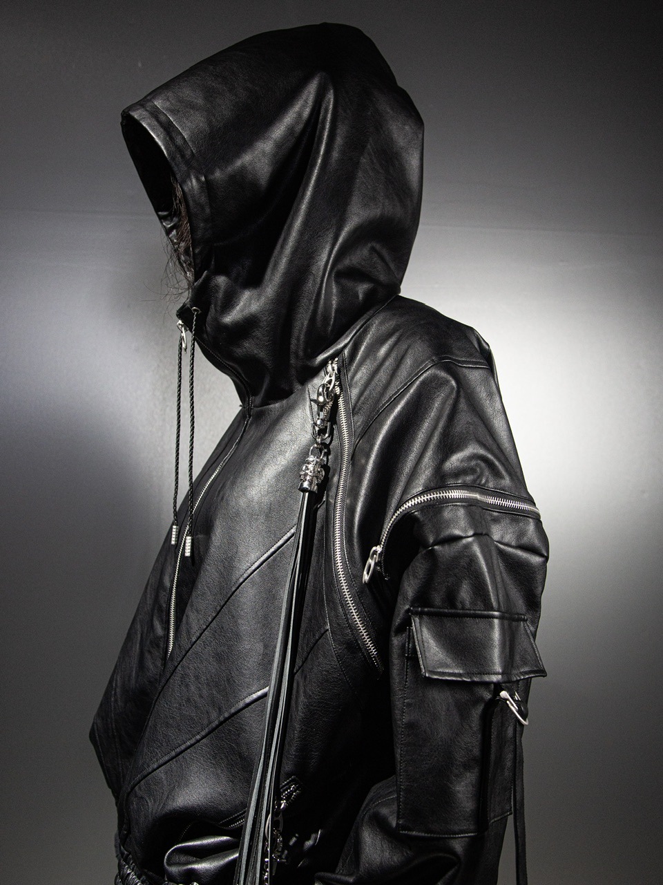 【DIG YOUR OWN GRAVE】LEATHER ZIP HOODY / 【ディグユアオウングレイブ】レザージップアップ長袖パーカー