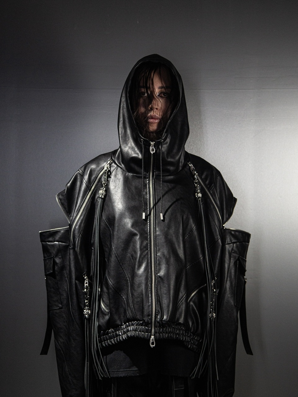 DIG YOUR OWN GRAVE】LEATHER ZIP HOODY / 【ディグユアオウン