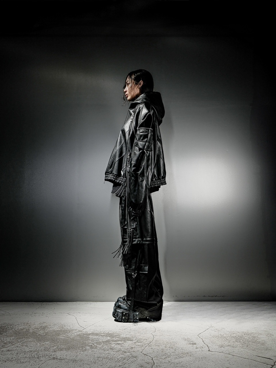 ジャケット・アウター Dig your own grave DIG YOUR OWN GRAVE】LEATHER ZIP HOODY / 【ディグユアオウングレイブ