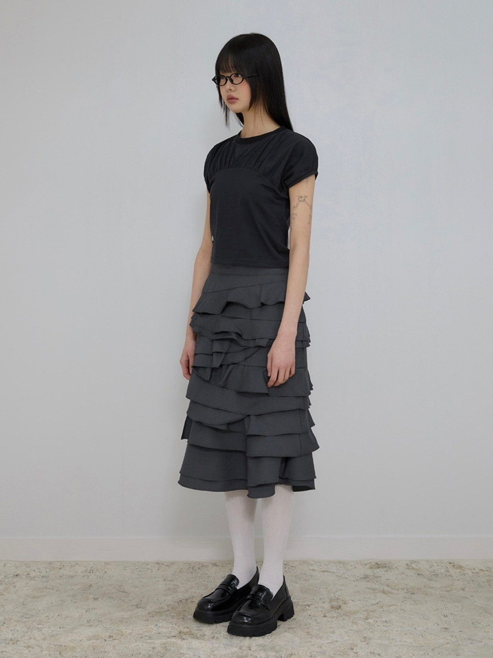 FLAREUP】Kaya Shirred T-Shirt | OUR BRAND,FLAREUP | PRESSING