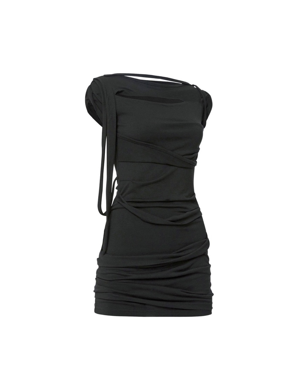 【FLARE UP】 Asymmetrical Draped Dress /追跡付 FLAREUP】Asymmetrical Draped Strap Roll-Up Dress | OUR BRAND
