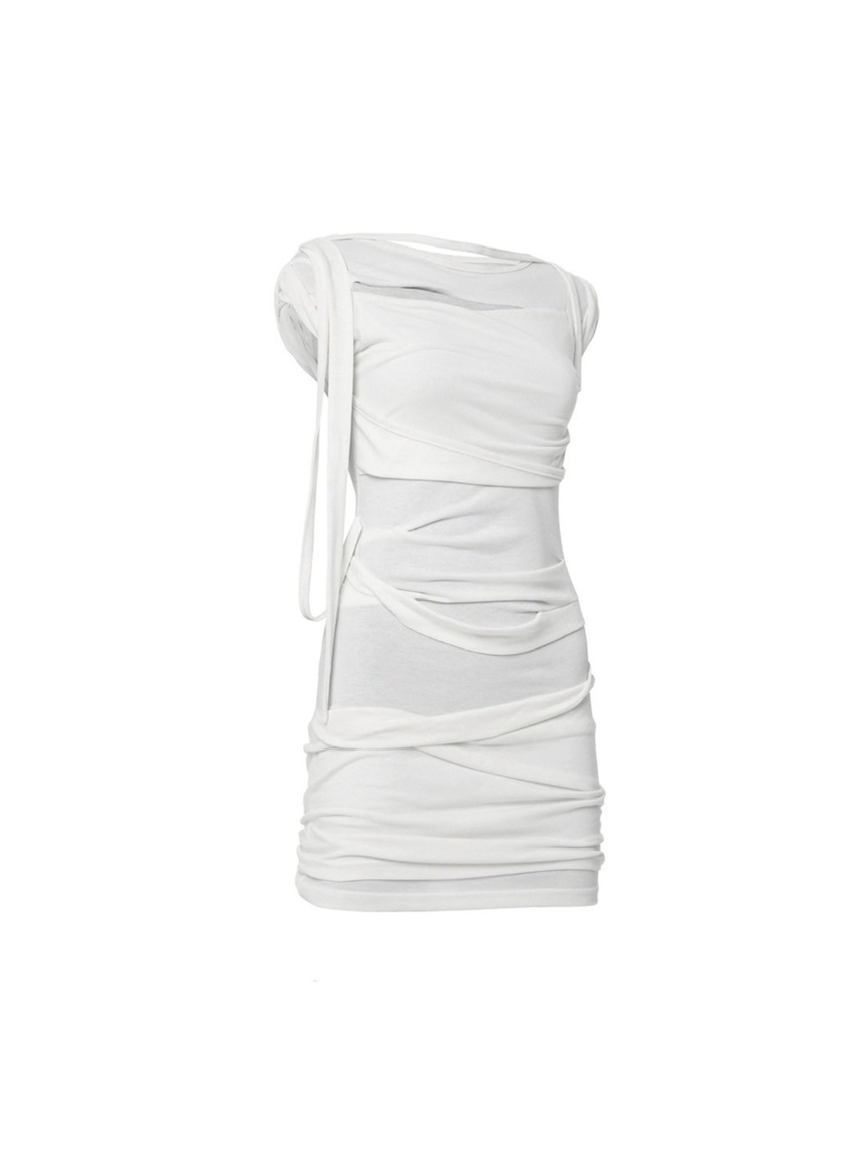 ● FLAREUP ● Asymmetrical Draped Dress FLAREUP】Asymmetrical Draped Strap Roll-Up Dress | OUR BRAND