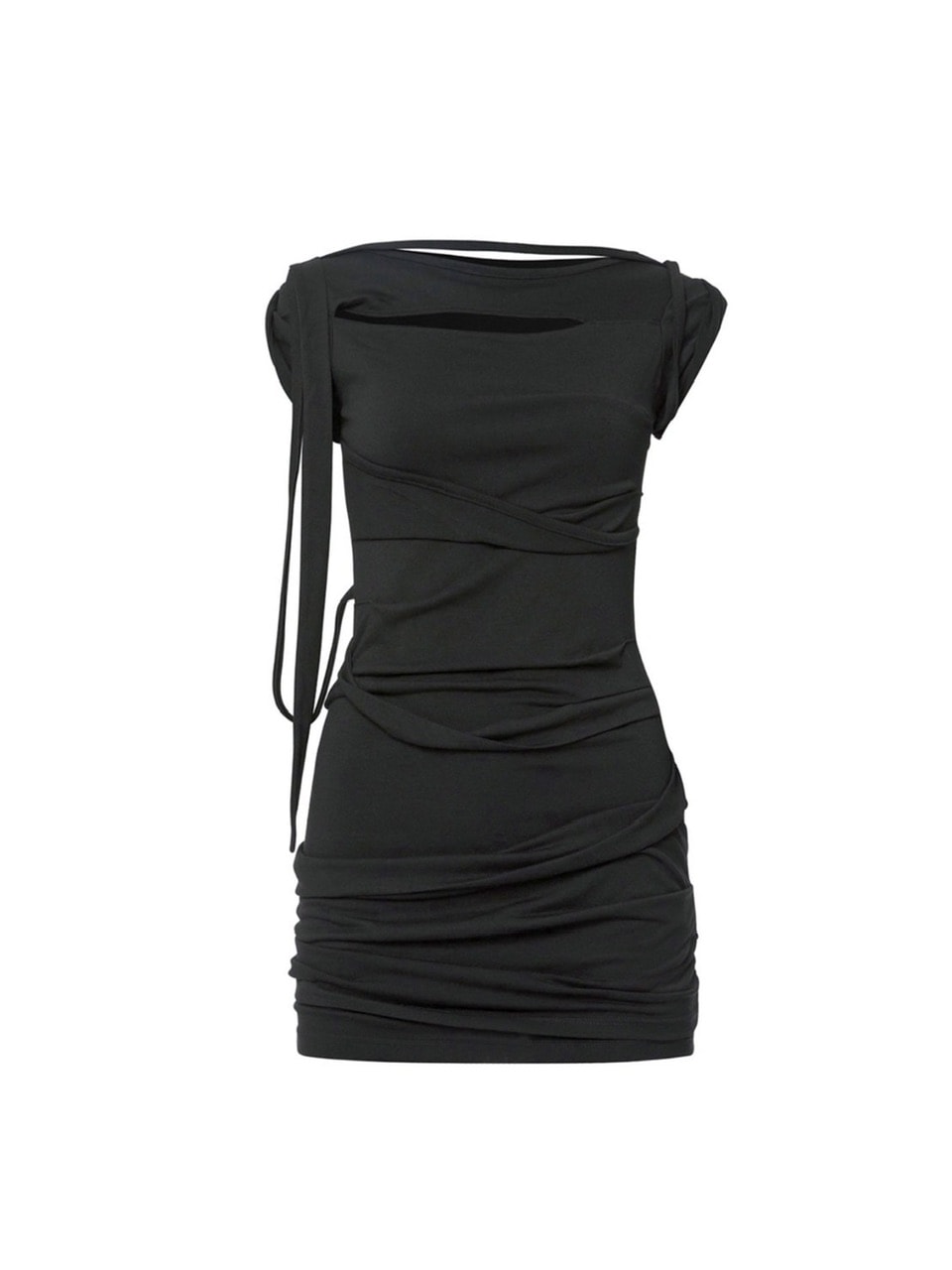 ● FLAREUP ● Asymmetrical Draped Dress FLAREUP】Asymmetrical Draped Strap Roll-Up Dress | OUR BRAND