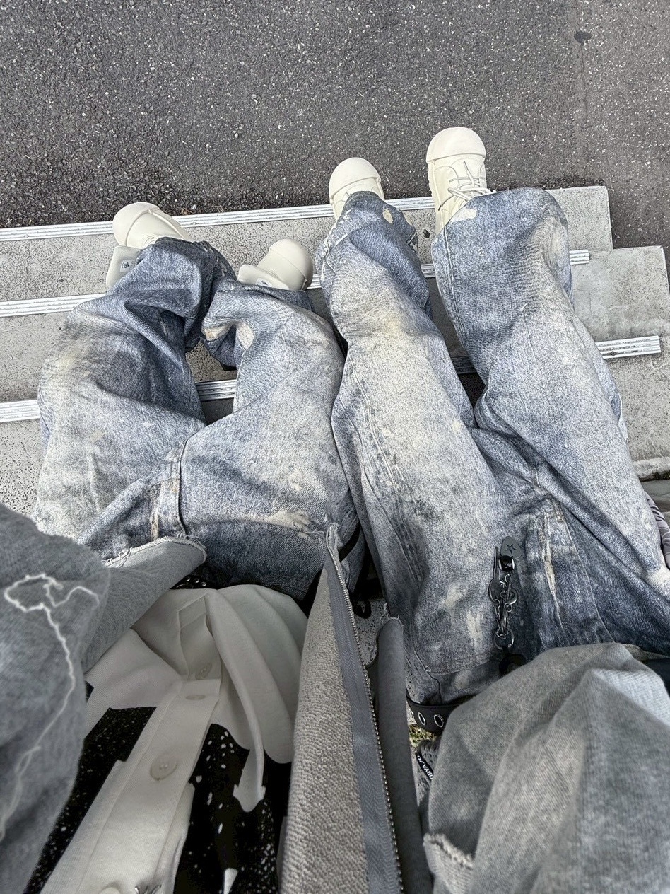 受注制【nmtc +】painted denim wide pants / 【エヌエムティーシープラス】ペイントデニムワイドパンツ