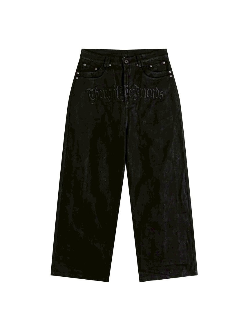 【Thought We Friends】Lucius Distressed Baggy Denims with Embroidery & Studs