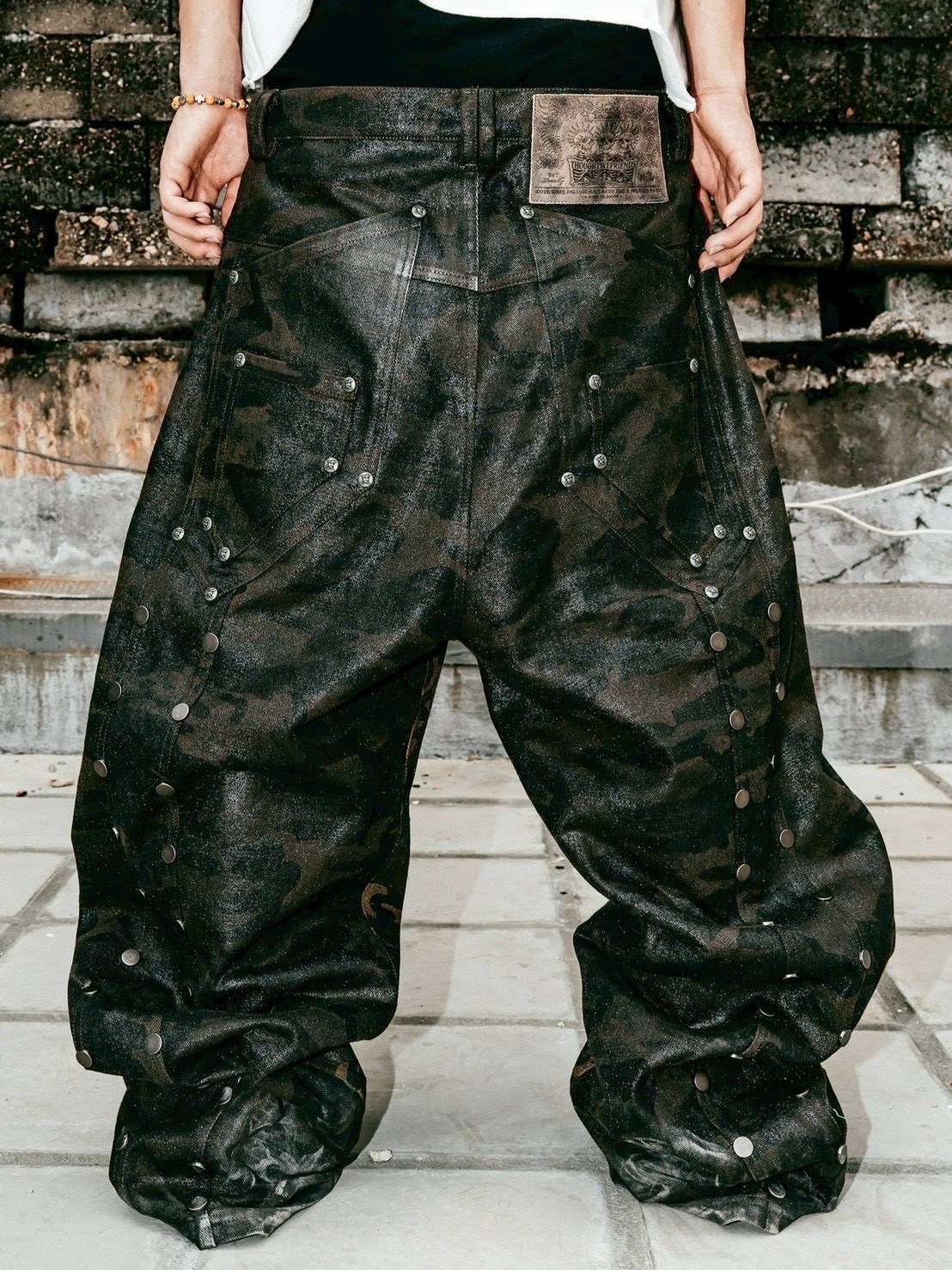 【Thought We Friends】Lucius Distressed Baggy Denims with Embroidery & Studs