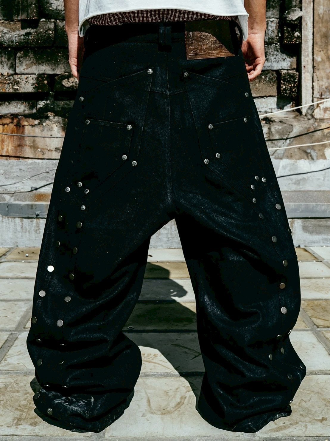 【Thought We Friends】Lucius Distressed Baggy Denims with Embroidery & Studs
