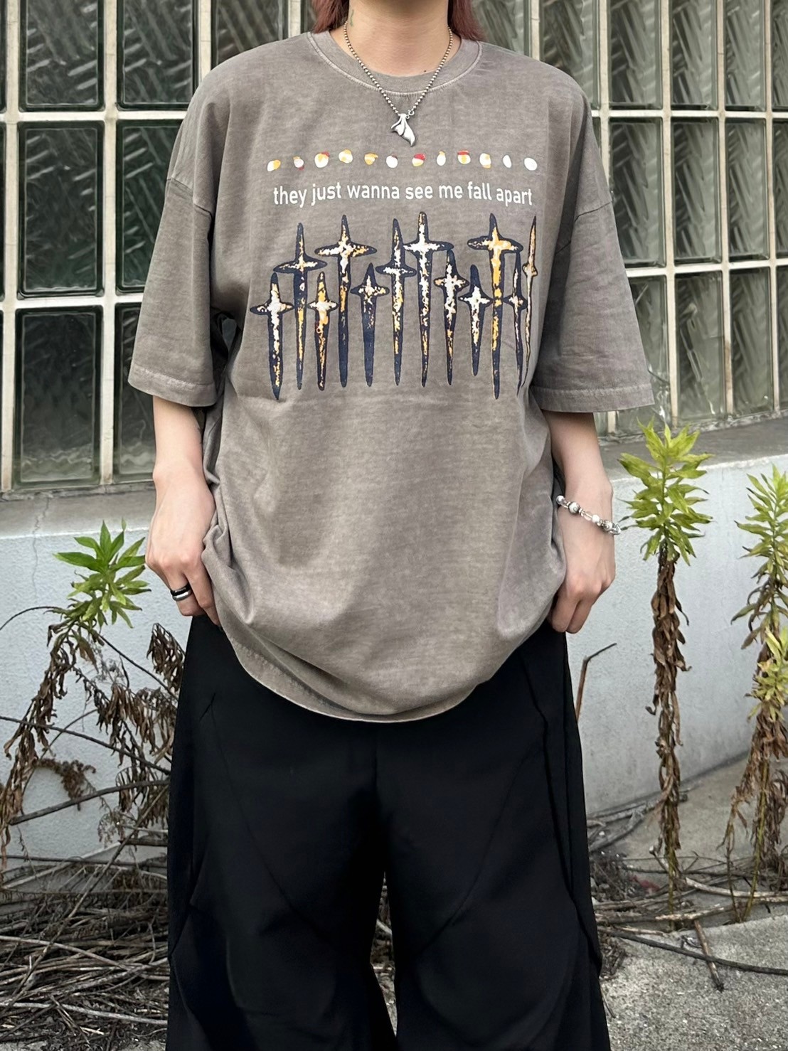 受注制【Chikashitsu +】pigment cross print t-shirt (2color) | ITEM