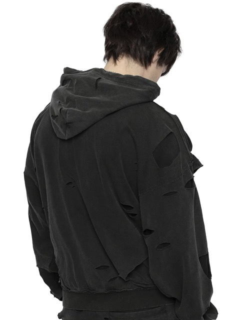 RACER WORLDWIDE ダメージ加工パーカー RACER WORLDWIDE】Distressed 2 Layer Hoodie / 【レーサーワールド