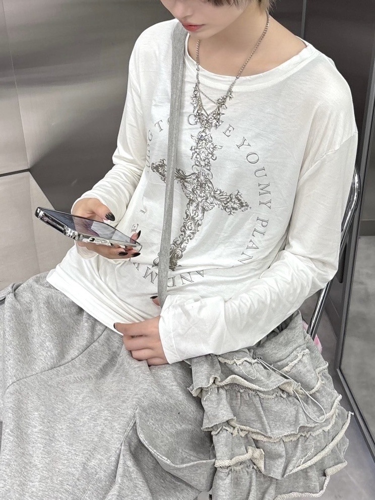 受注制【XU DOG】cross print longsleeve tee (2color)