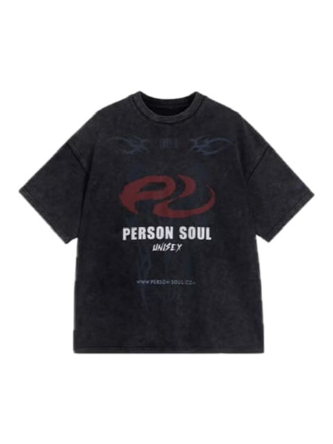 PERSONSOUL】Basic Logo Washed Oversized T-Shirt | OUR BRAND