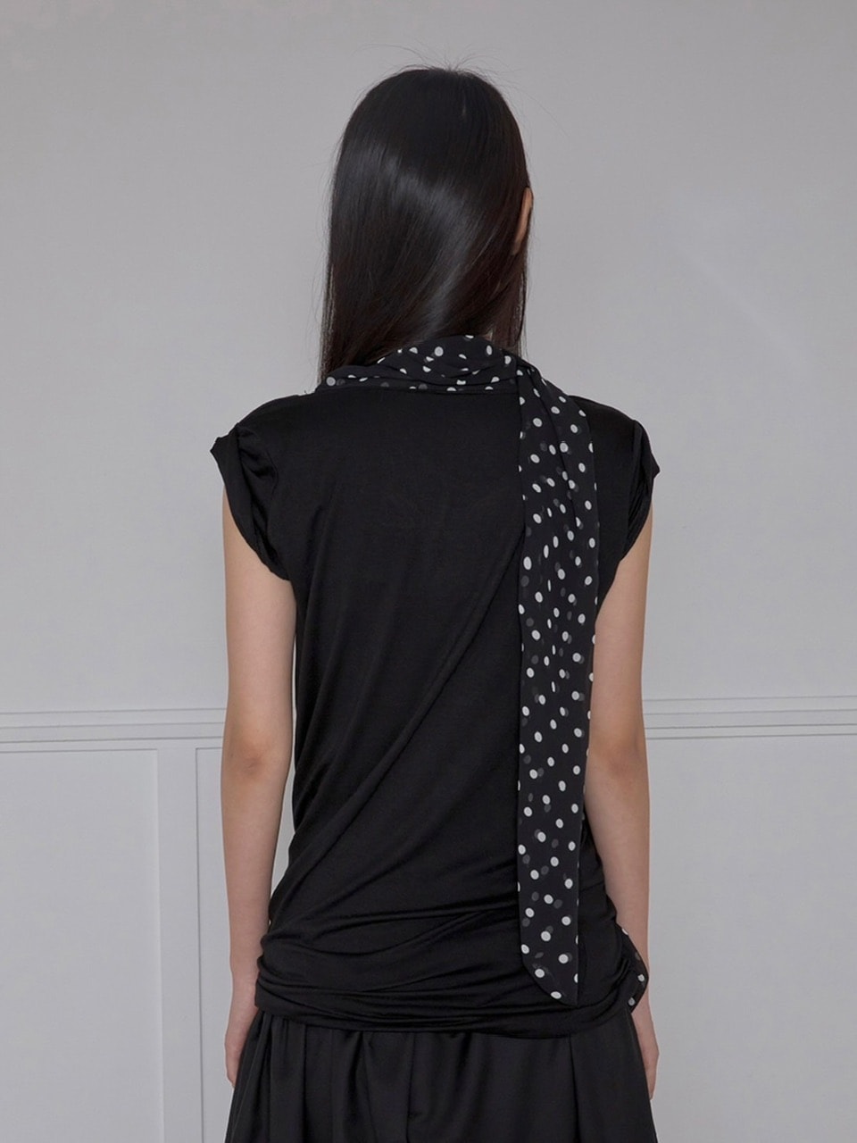 【FLARE UP】★非対称ドレープドストラップロールアップTシャツ FLAREUP】Layered Dot Scarf T-Shirt | ITEM,TOPS | PRESSING