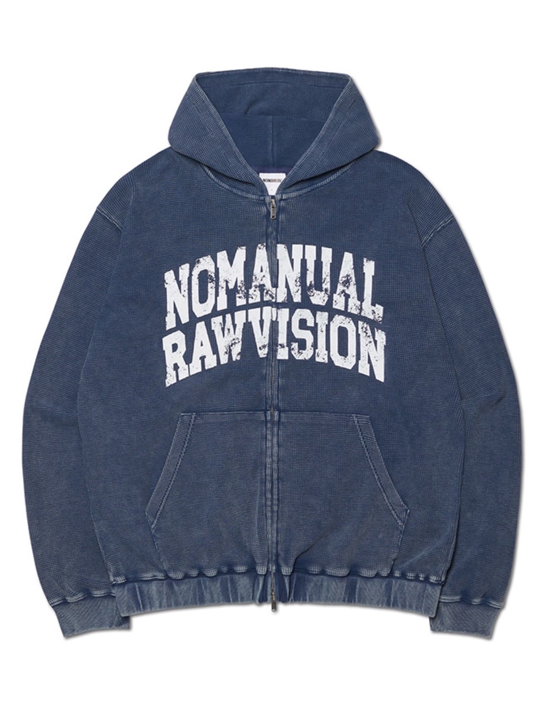 【NOMANUAL】VINTAGE WAFFLE HOODED ZIP-UP 