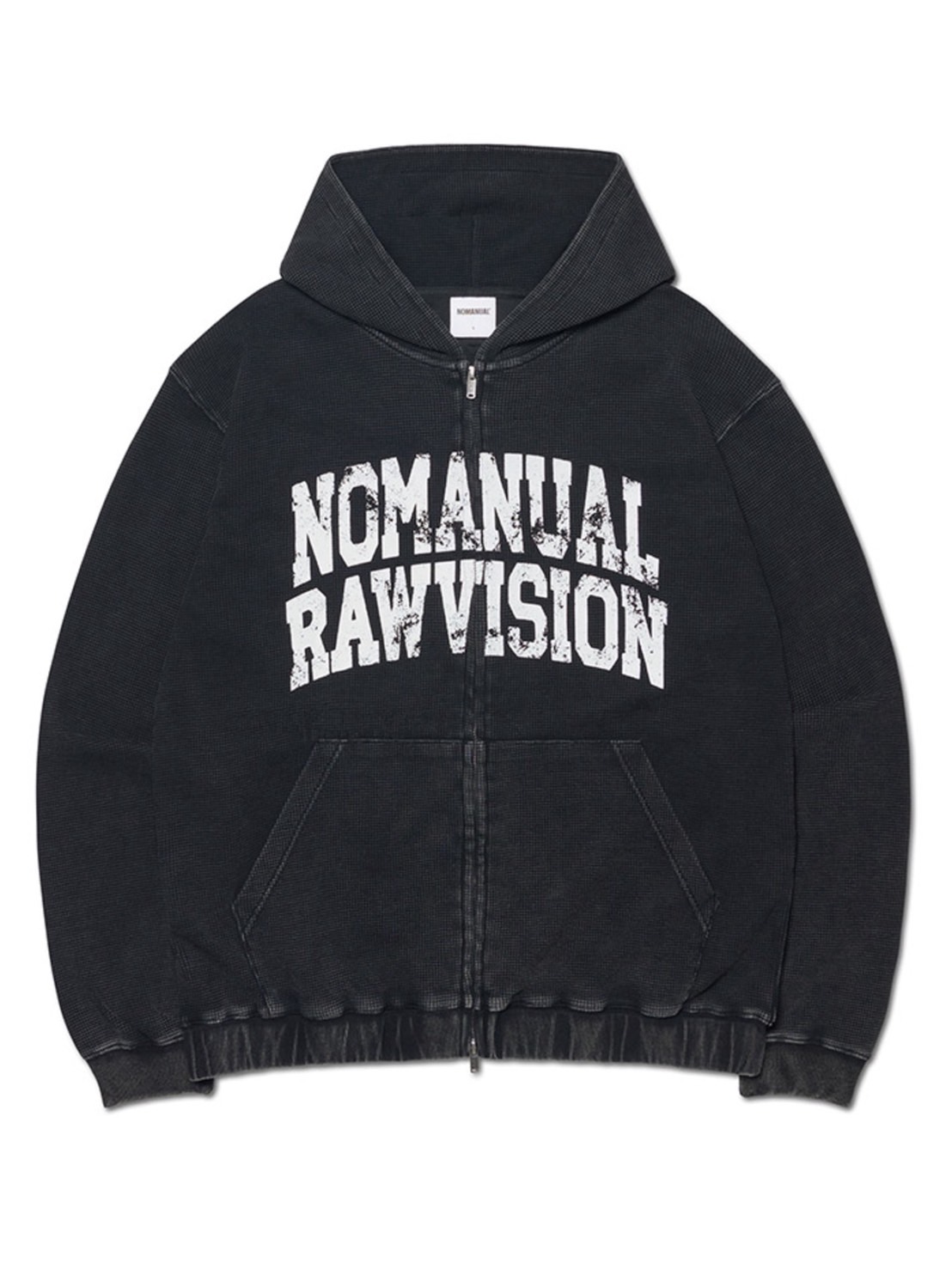 【NOMANUAL】VINTAGE WAFFLE HOODED ZIP-UP 