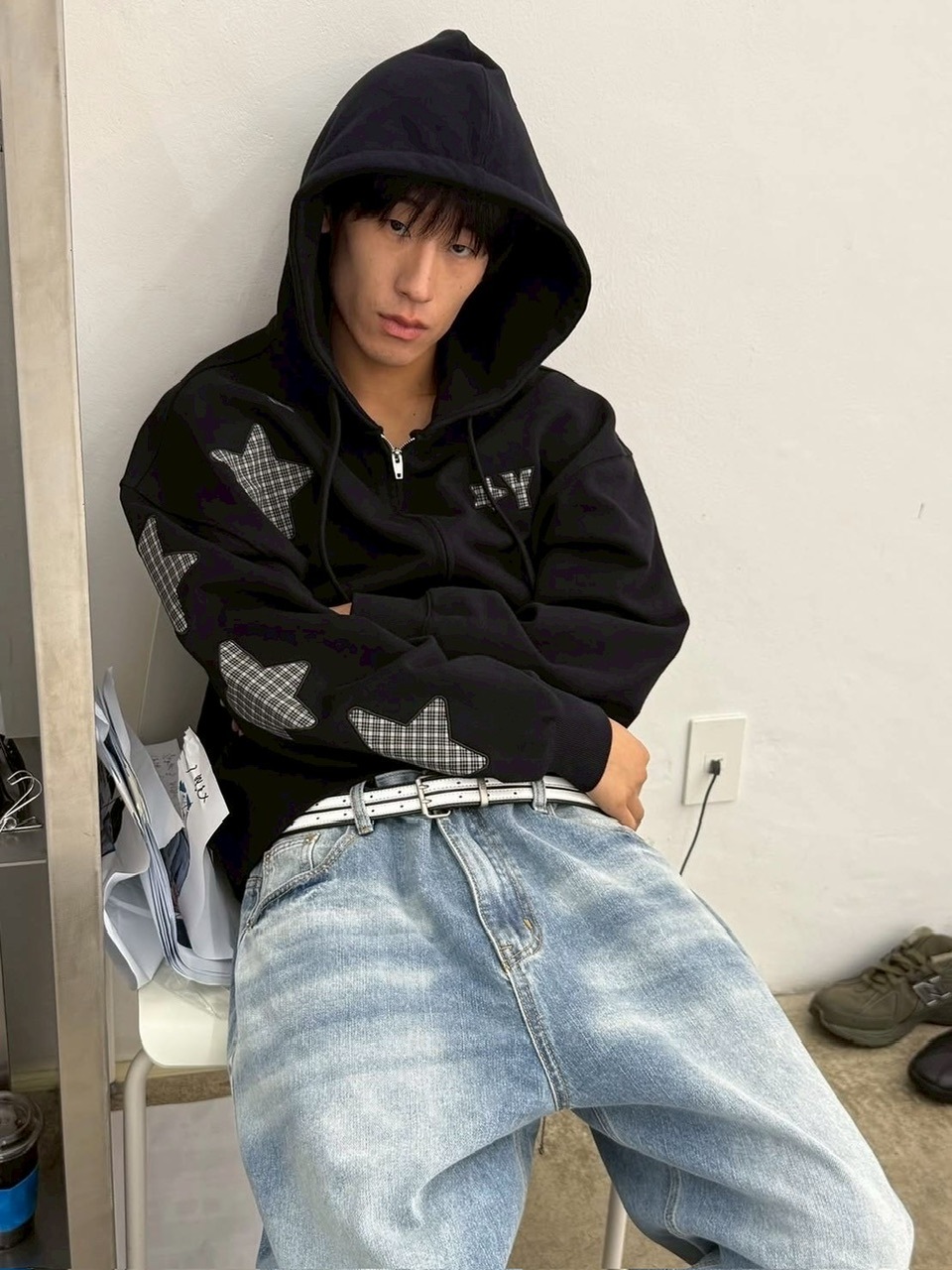 【OY】STAR CHECK HOODIE ZIP UP