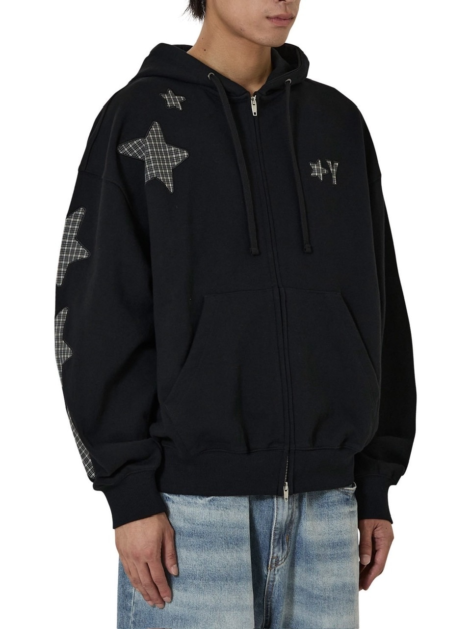 【OY】STAR CHECK HOODIE ZIP UP