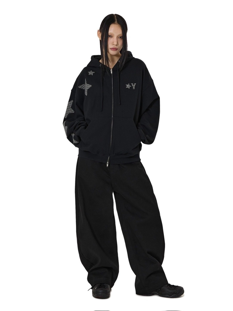 【OY】STAR CHECK HOODIE ZIP UP