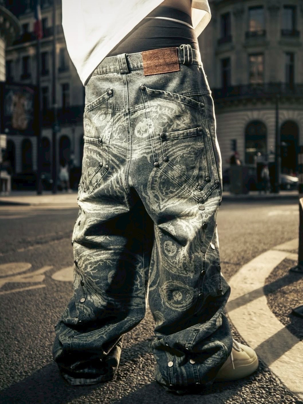 【Thought We Friends】Eyethought 2.0 Distressed Baggy Denims with Embroidery & Studs