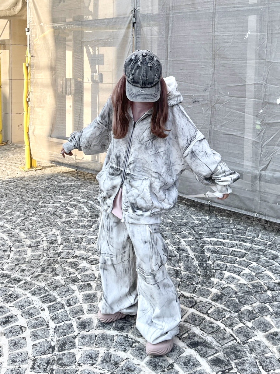 受注制【Never mind the XU】dirty washing denim cargo pants