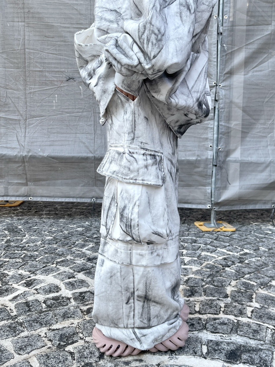 カーゴパンツ ICHIVAN DIRTY WASHING PARIS SUIT CARGO PANTS 4TR321 受注制【XU DOG】dirty washing denim cargo pants (2color