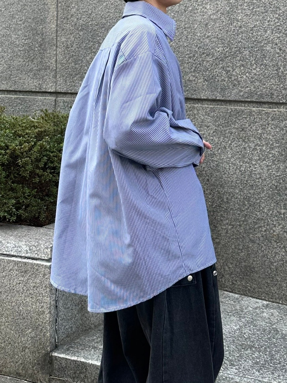 受注制【Chikashitsu +】oversized stripe shirt (2color
