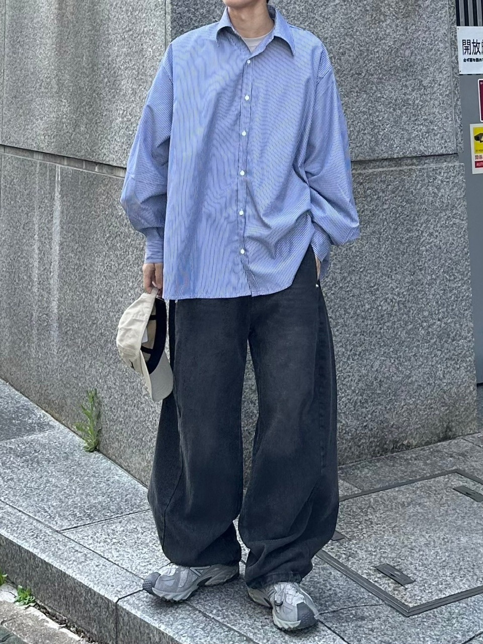 Chikashitsu + CS ストライプシャツ 大阪店WEB限定受注制【Chikashitsu +】cropped stripe shirts