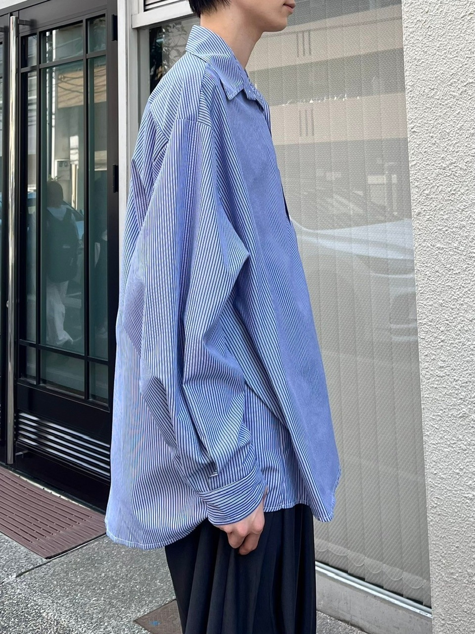 受注制【Chikashitsu +】oversized stripe shirt (2color