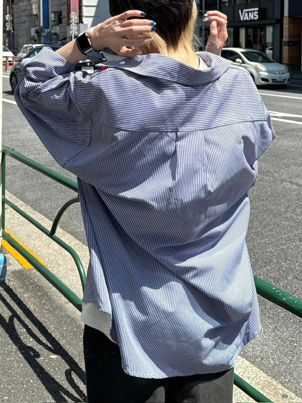 受注制【Chikashitsu +】oversized stripe shirt (2color