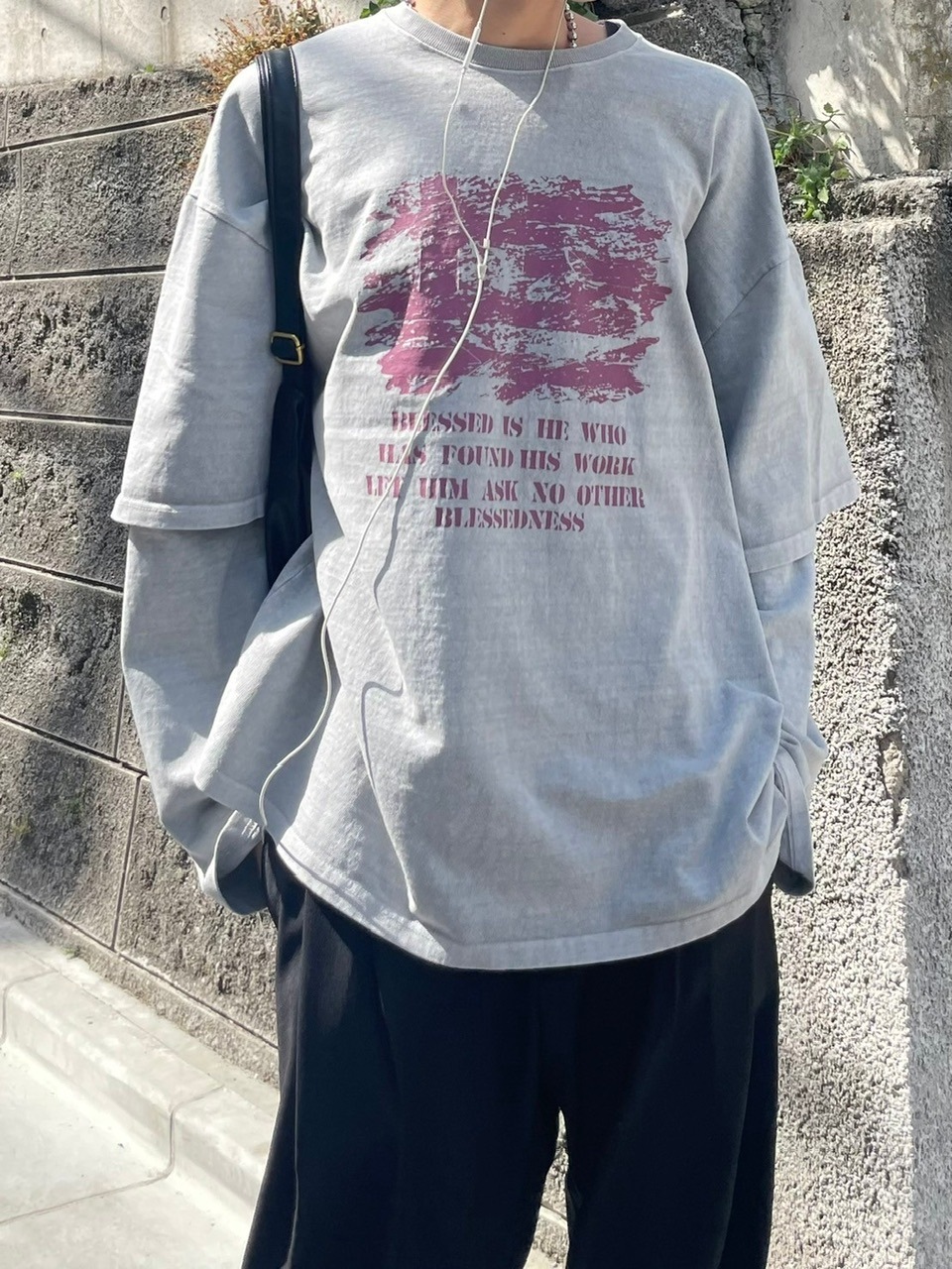Chikashitsu +】layered graphic long sleeve (2color) | OUR