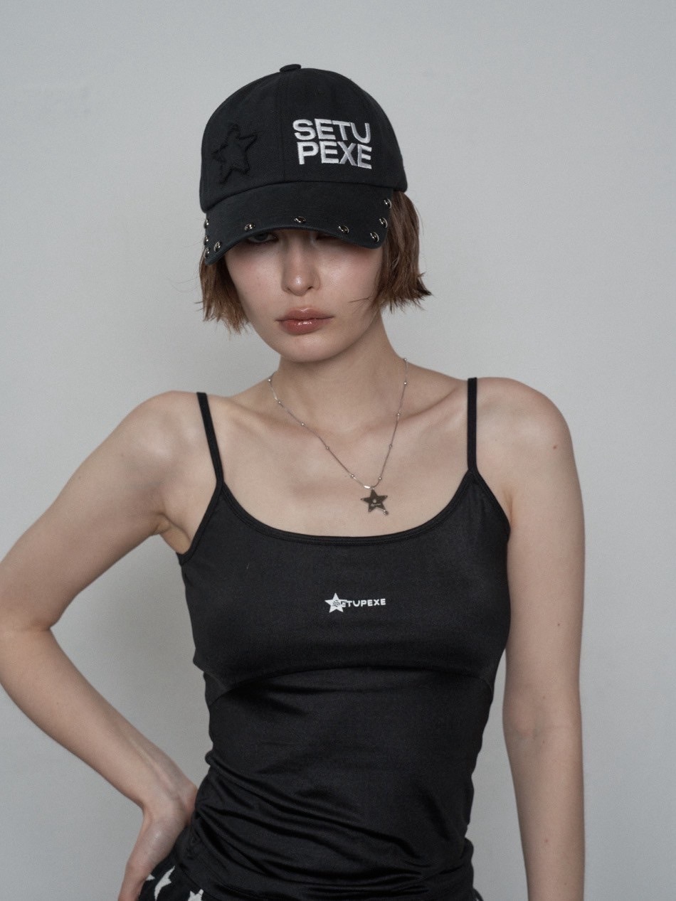 SETUP-EXE★韓国★人気★★EXE★ LOGO BALL CAP 2色 SETUP‐EXE】STUDDED LOGO BALL CAP / 【セットアップエグゼ