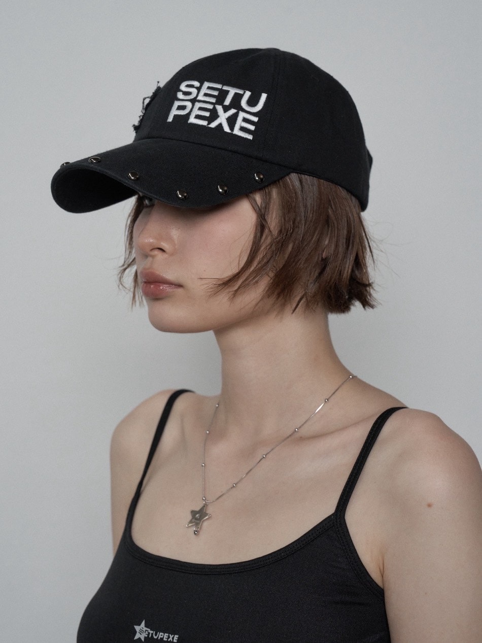 ★SETUP-EXE★STUDDED LOGO BALL CAP / BLACK★正規品韓国送料込 SETUP‐EXE】STUDDED LOGO BALL CAP / 【セットアップエグゼ